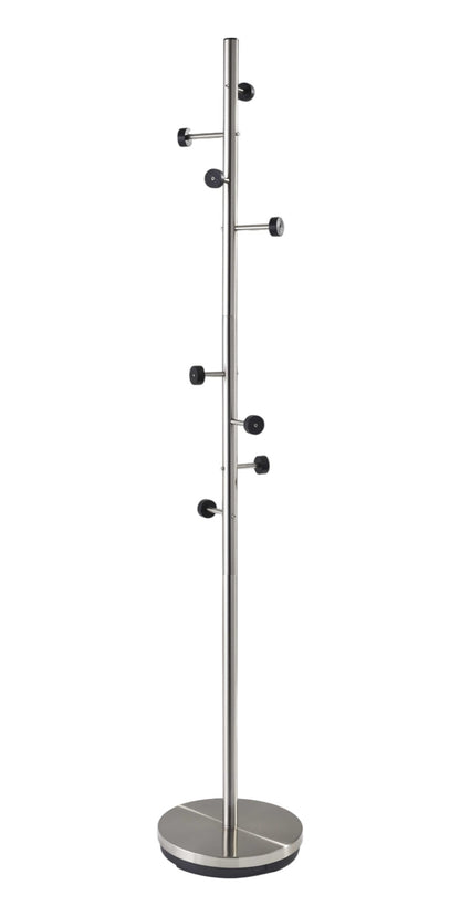 12" X 67.5" Brushed Steel Brushed Steel Coat Rack