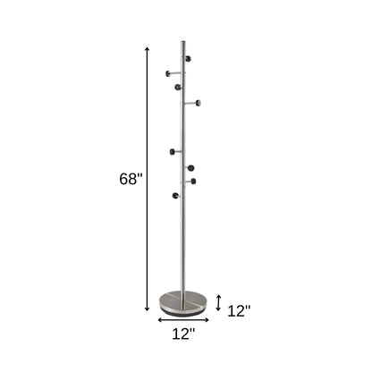 12" X 67.5" Brushed Steel Brushed Steel Coat Rack