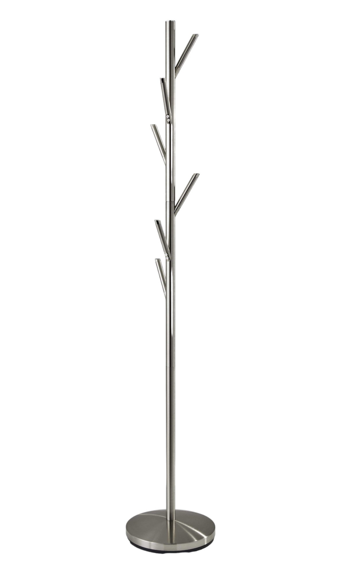 67" Brushed Steel Coat Tree Rack