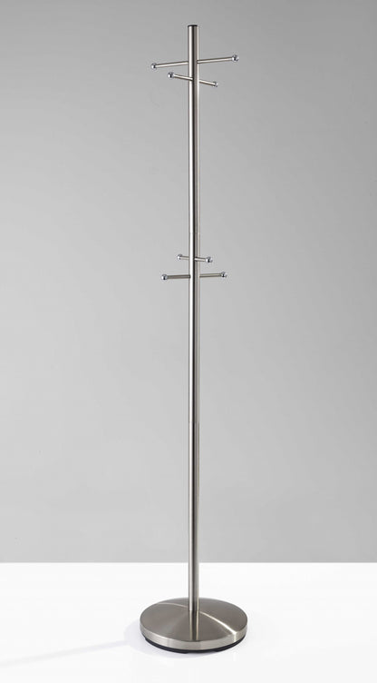 13" X 67" Brushed Steel Brushed Steel Coat Rack