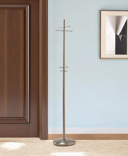 67" Brushed Steel Coat Rack