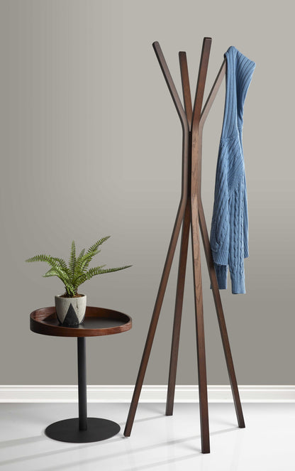 16.5" X 16.5" X 68.25" Walnut  Coat Rack