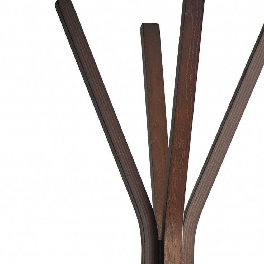 68" Natural Modern Wood Coat Tree Rack