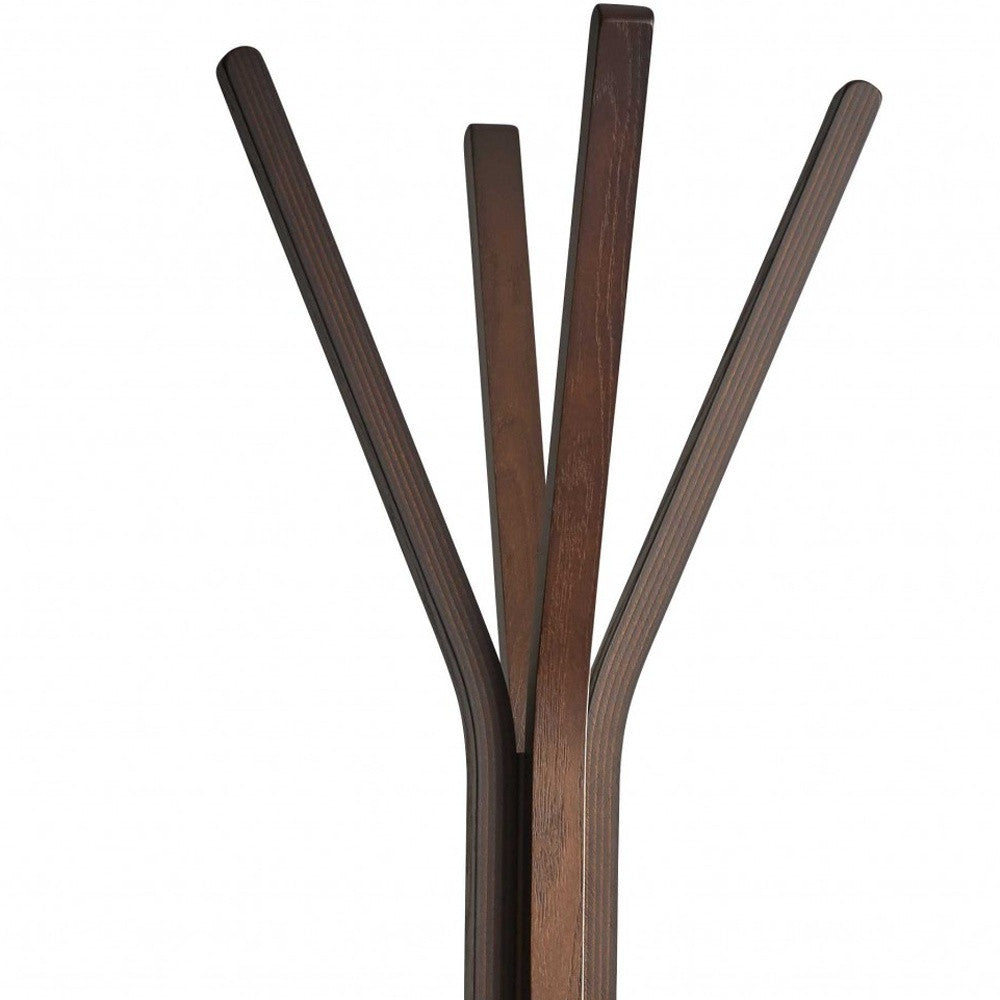 68" Natural Modern Wood Coat Tree Rack