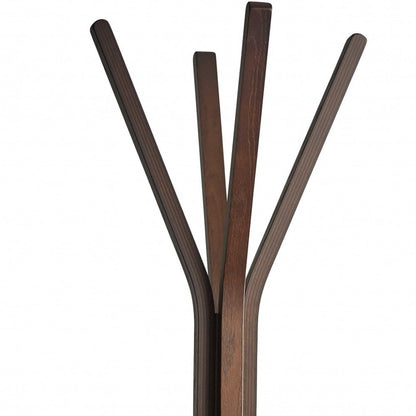 68" Natural Modern Wood Coat Tree Rack