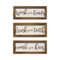 Set Of Three Bathroom Rules Wood Framed Wall Art