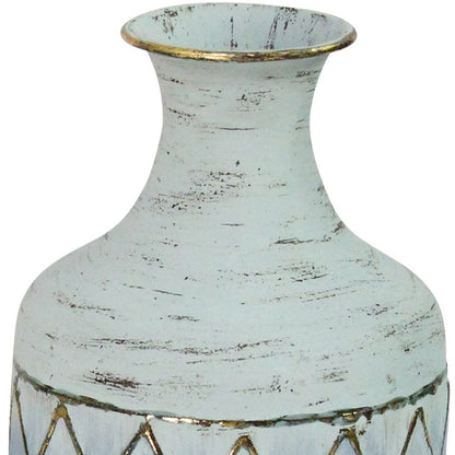 Bohemian Blue Distressed Metal Table Vase