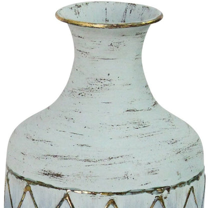 12" Blue And Gold Bud Metal Table Vase