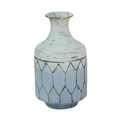 Bohemian Blue Distressed Metal Table Vase