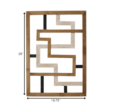 Modern Maze Natural White And Black Wood Panel Wall Art