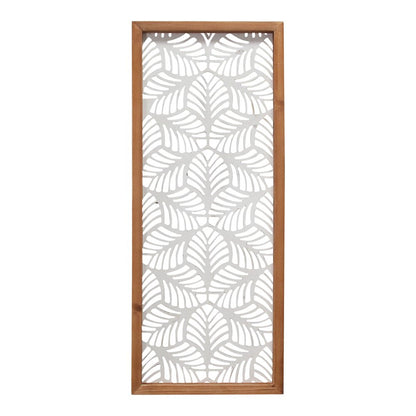 25" X 10" White and Natural Leaf Floral Wood and Metal Wall Decor