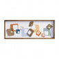 12" X 32" Blue Brown and Orange Abstract Geometric Wood Wall Decor