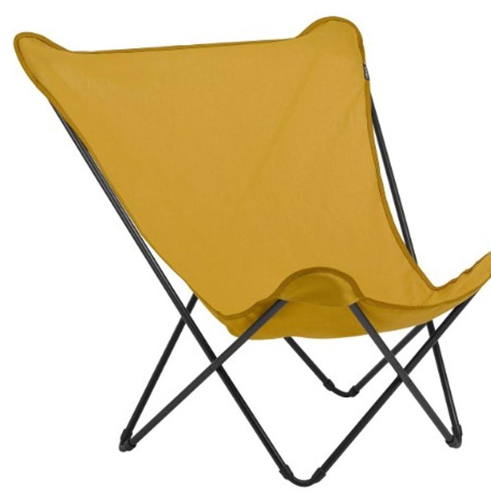 36" Yellow and Stainless Steel Metal Outdoor Camping Chair