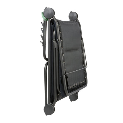 28" Black and Steel Outdoor Chaise Lounge with Black Cushion