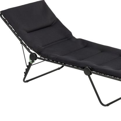 28" Black and Steel Outdoor Chaise Lounge with Black Cushion