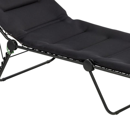 28" Black and Steel Outdoor Chaise Lounge with Black Cushion