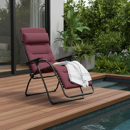 28" Red Steel Outdoor Zero Gravity Chair with Red Cushion