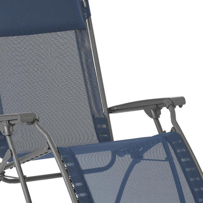 27" Blue Metal Outdoor Zero Gravity Chair with Blue Cushion