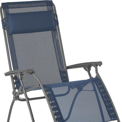 27" Blue Metal Outdoor Zero Gravity Chair with Blue Cushion