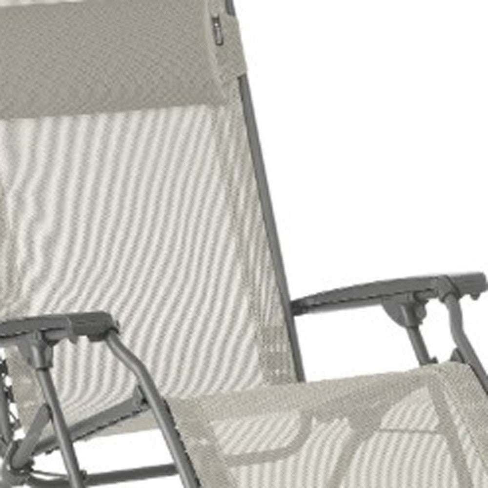 27" Ivory Steel Outdoor Zero Gravity Chair with Ivory Cushion