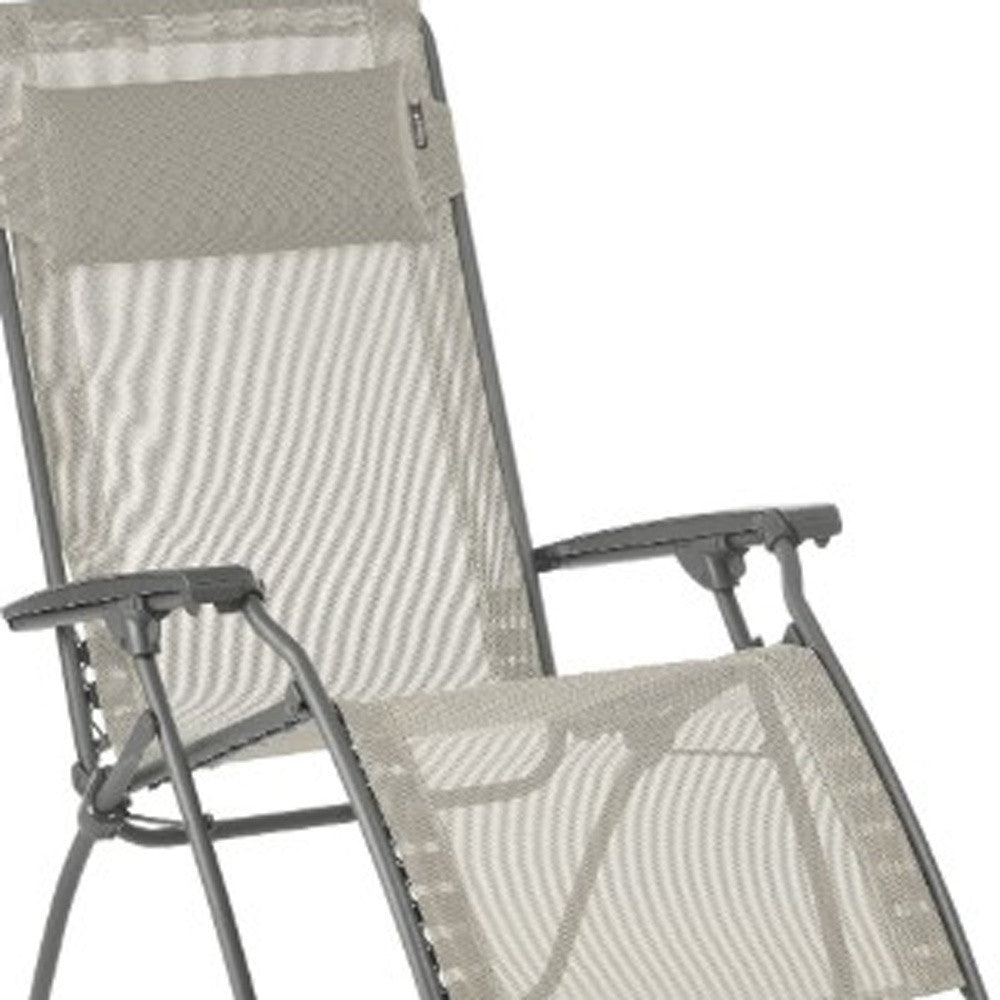 27" Ivory Steel Outdoor Zero Gravity Chair with Ivory Cushion