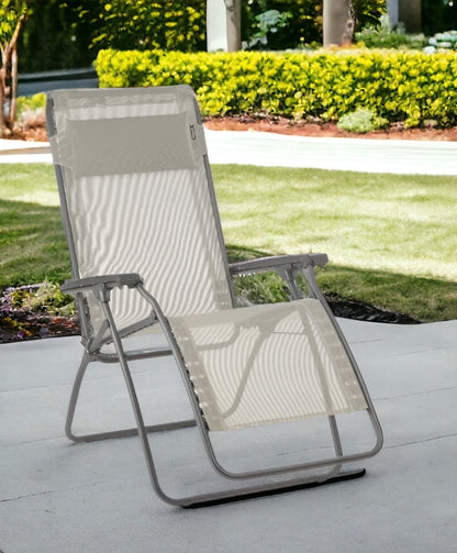 27" Ivory Steel Outdoor Zero Gravity Chair with Ivory Cushion