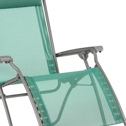 27" Blue Metal Outdoor Zero Gravity Chair with Blue Cushion