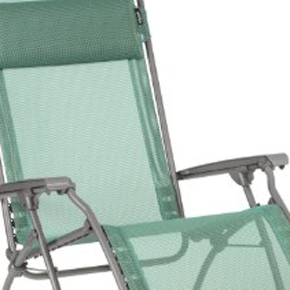 27" Blue Metal Outdoor Zero Gravity Chair with Blue Cushion