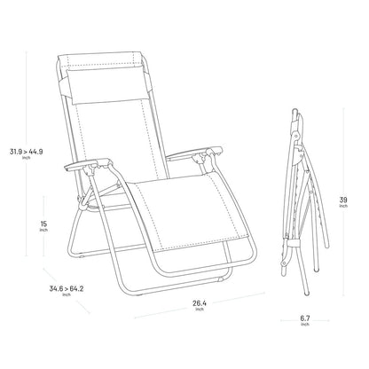 27" Blue Metal Outdoor Zero Gravity Chair with Blue Cushion