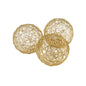 Set of Three Gold Wire Five Inch Decorative Orbs