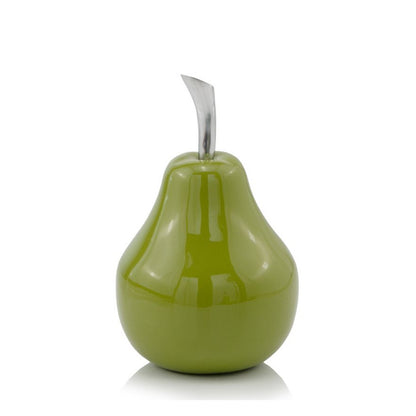 7" Green Aluminum Decorative Pear Tabletop Sculpture