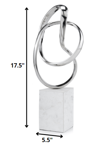 18" Silver and White Marble and Aluminum Sculpture