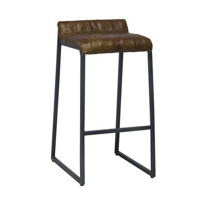 27 " Brown And Black Iron Backless Counter Height Bar Chair