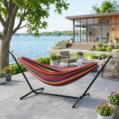 Tropical Stripe Double Classic Two Person Hammock With Stand