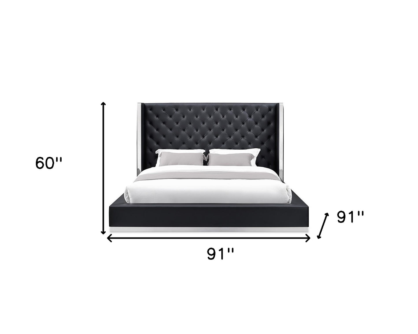 Black And Tufted Faux Leather Bed Frame