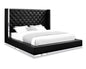 Black Tufted Faux Leather King Bed Frame