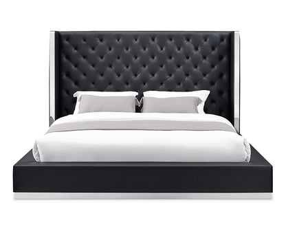 White Tufted Faux Leather King Bed Frame