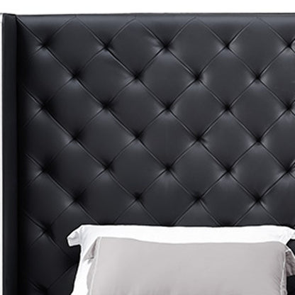 Black And Tufted Faux Leather Bed Frame