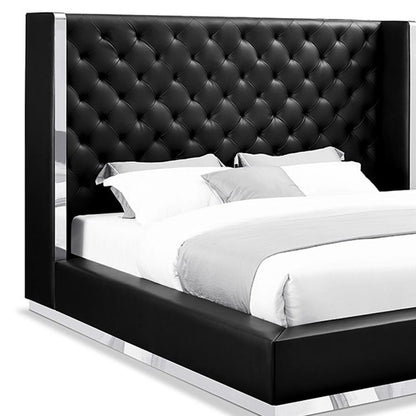 White Tufted Faux Leather Upholstered King Bed Frame