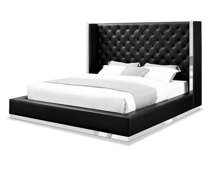 White Tufted Faux Leather Upholstered King Bed Frame