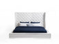 White Tufted Faux Leather Upholstered King Bed Frame