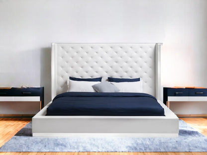 Black And Tufted Faux Leather Bed Frame