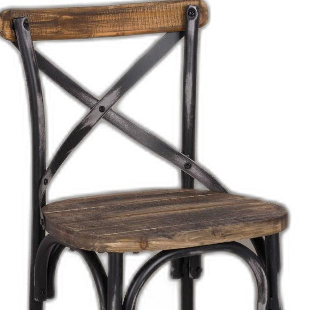 20" Brown And White Iron Bar Chair