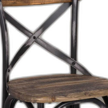 20" Brown And White Iron Bar Chair