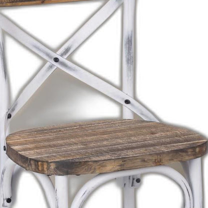 20" Brown And White Iron Bar Chair