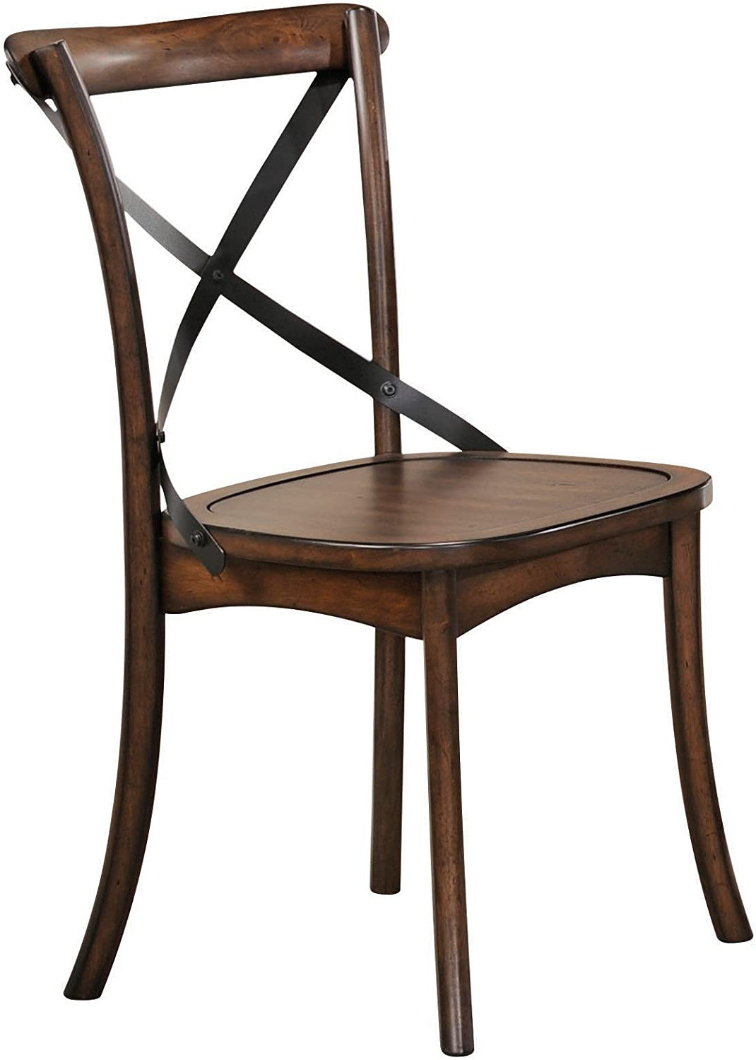 Set of Two Brown Cross Back Dining Side Chairs