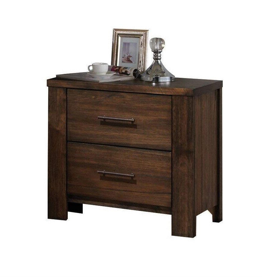 25" Brown Two Drawers Nightstand