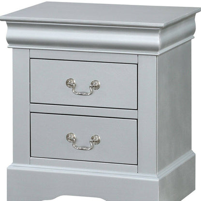 24" White Wood Two Drawer Nightstand