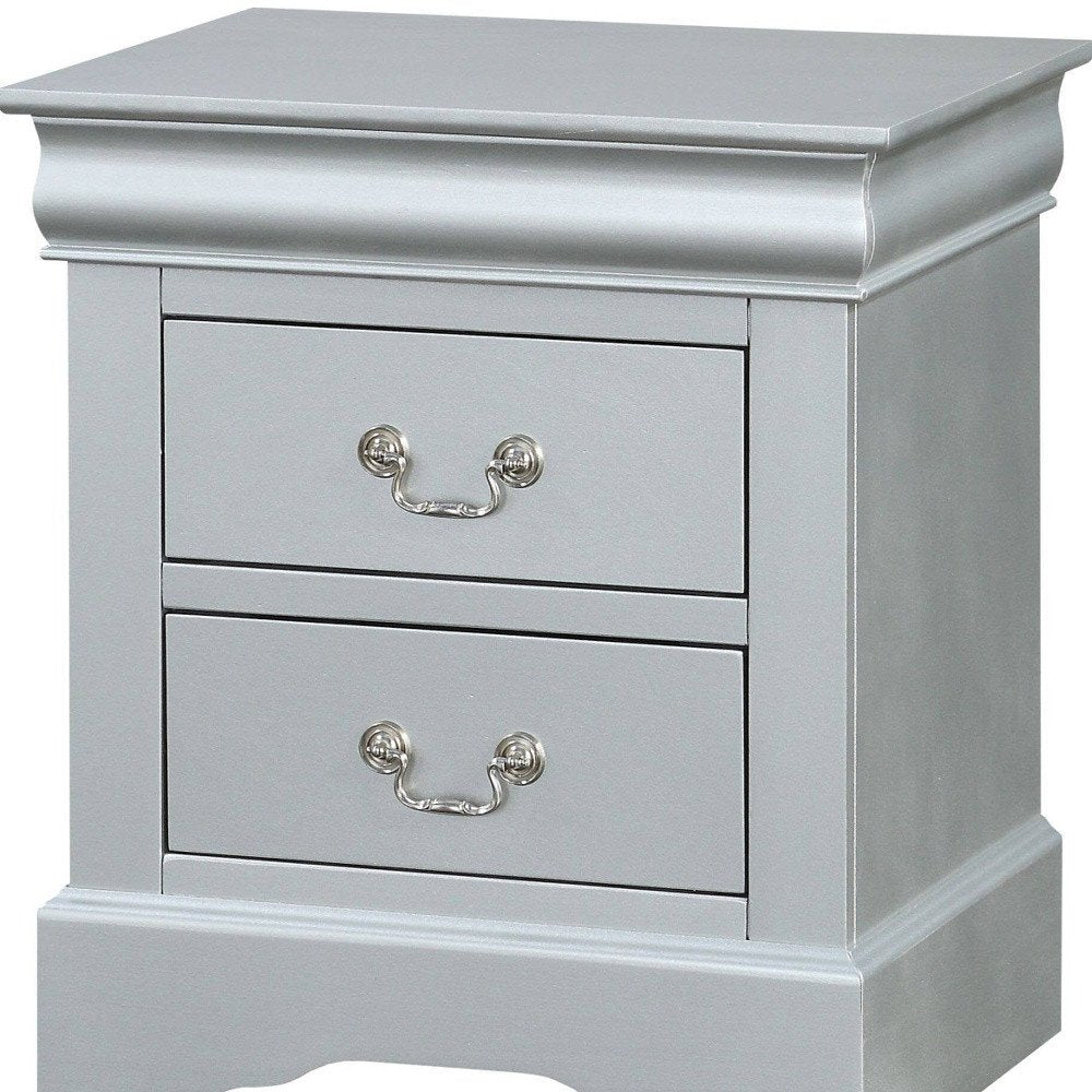 24" White Wood Two Drawer Nightstand