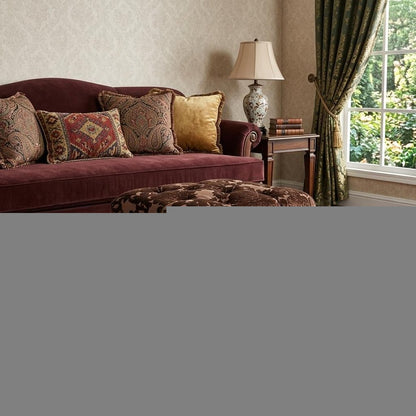 22" Chocolate Fabric Damask Footstool